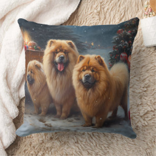 Chow Chow Schneeweißer Schlitten Weihnachtsdekorat Kissen
