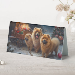 Chow Chow Schneeweißer Schlitten Weihnachtsdekorat Tischaufsteller