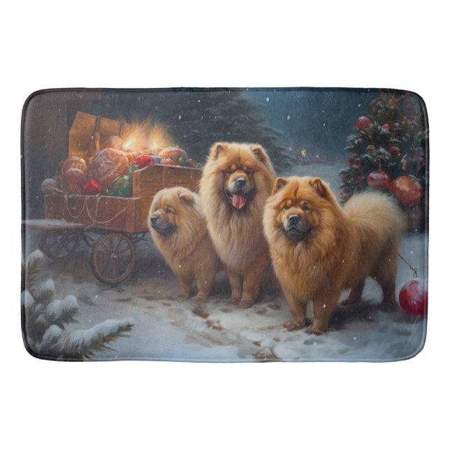 Chow Chow Snowy Sleigh Weihnachtsdekor Badematte (Vorderseite)