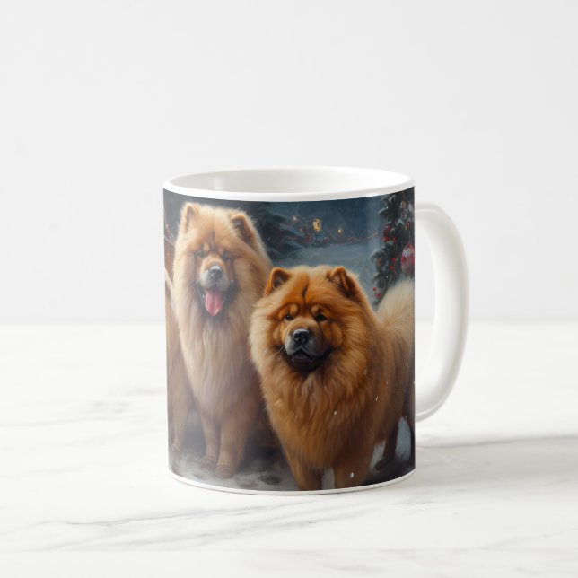 Chow Chow Snowy Sleigh Weihnachtsdekor Kaffeetasse (VorderseiteRechts)