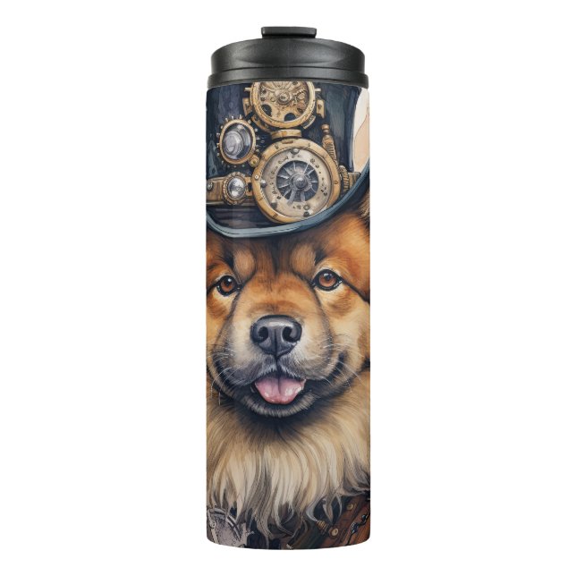 Chow Chow Steampunk-Hund Thermosbecher (Vorderseite)