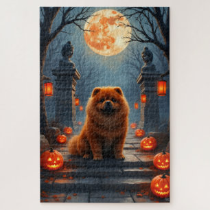 Chow Chow verlassener Tempel Halloween Kunst