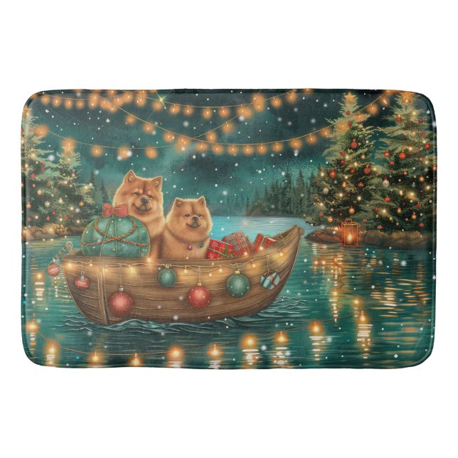 Chow Chow Weihnachten Feierliche Reise Badematte (Vorderseite)