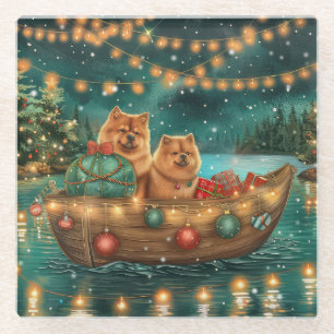 Chow Chow Weihnachten Feierliche Reise Glasuntersetzer