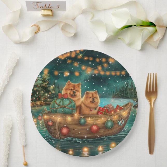 Chow Chow Weihnachten Feierliche Reise Pappteller (Hochzeit)