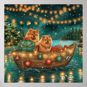 Chow Chow Weihnachten Feierliche Reise Poster