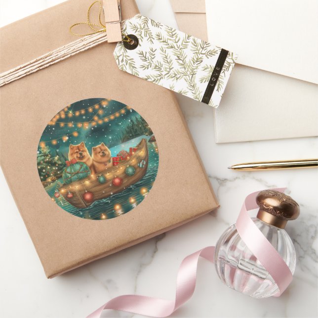 Chow Chow Weihnachten Feierliche Reise Runder Aufkleber (Schenken)
