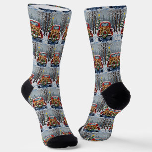 Chow Chow Weihnachten Rotes Lastwagen Ferien Socken