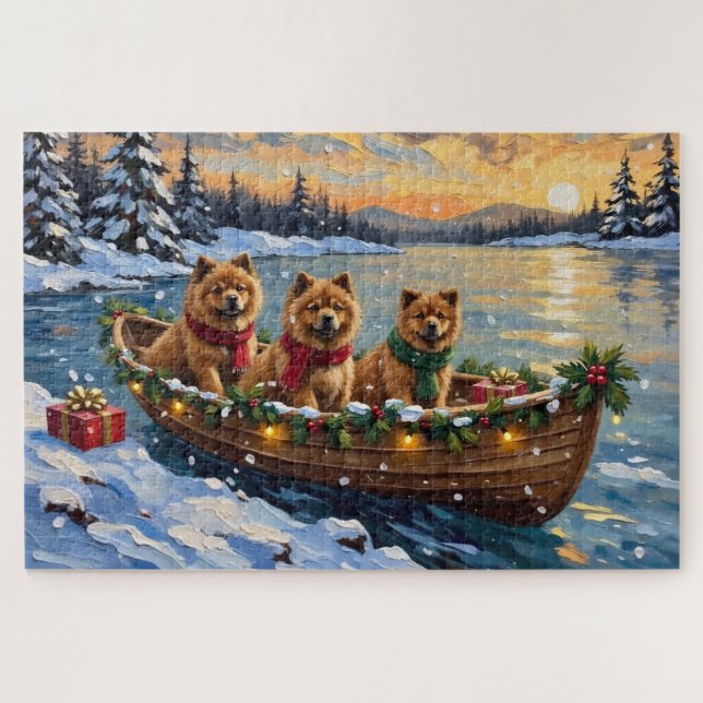 Chow Chow Weihnachtsboot-Feiertag (Horizontal)