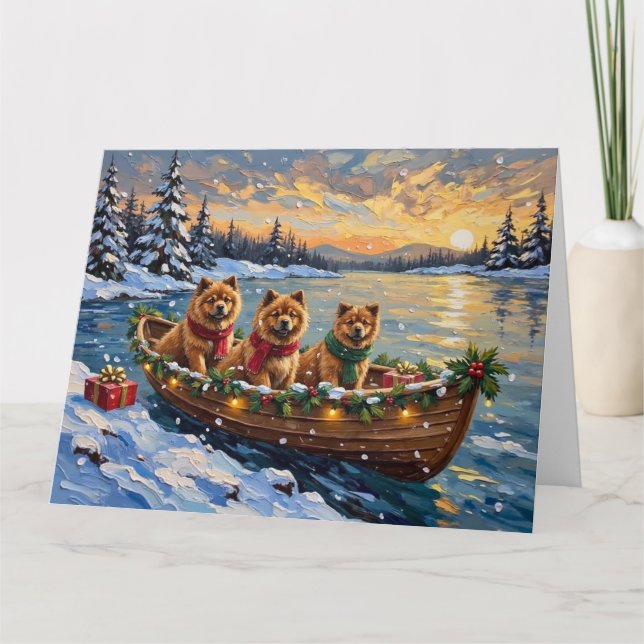Chow Chow Weihnachtsboot-Feiertag Karte (Vorderseite)
