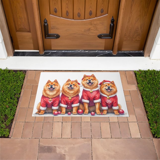 Chow Chow Weihnachtskleid Santa Hut Fußmatte (Außenbereich)