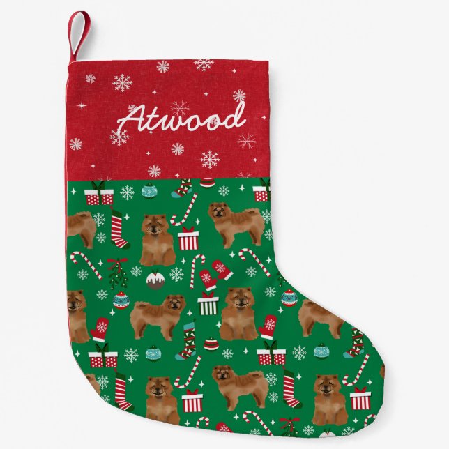 Chow Chow Weihnachtsmann Name Hund Kleiner Weihnachtsstrumpf (Vorderseite)