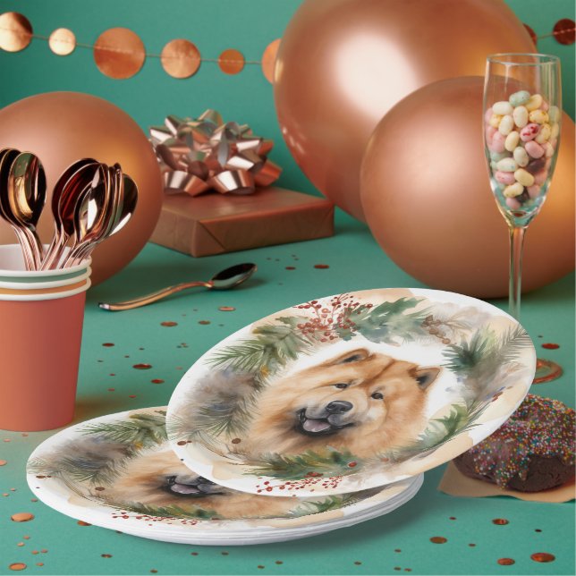 Chow Chow Weihnachtsmann Weihnachtsfest-Jungtier Pappteller (Multi)