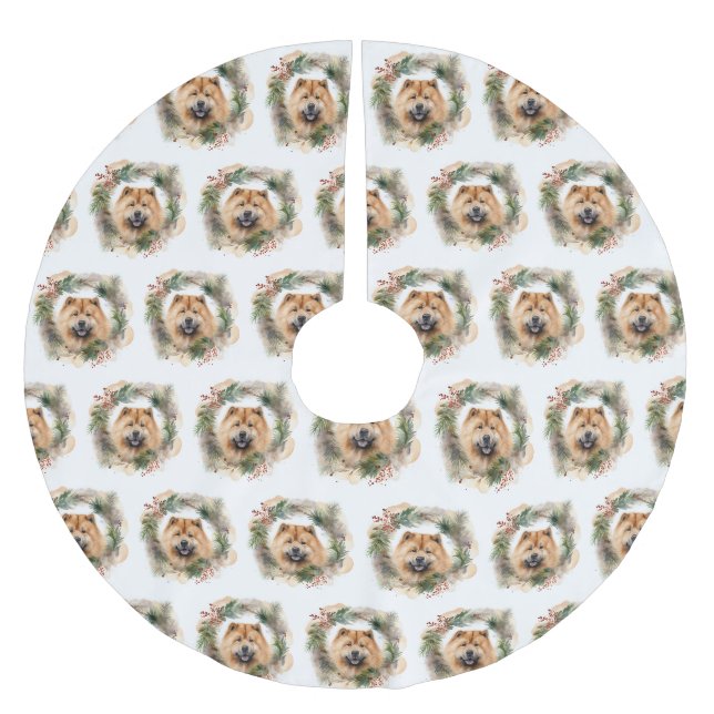 Chow Chow Weihnachtsmann Weihnachtsfest-Jungtier Polyester Weihnachtsbaumdecke (Vorderseite)