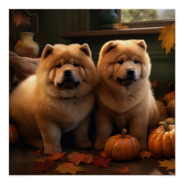 Chow Chow Welpe Herbst Delight Pumpen Poster (Vorderseite)