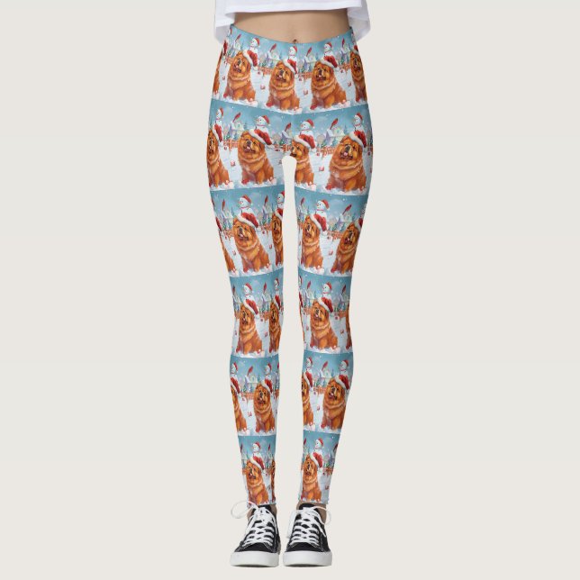 Chow Chow Winter Wonderland Weihnachtsfreude Leggings (Vorderseite)