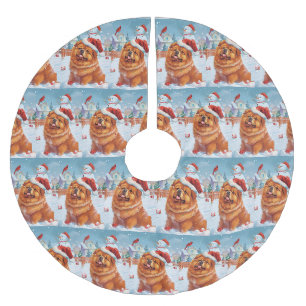 Chow Chow Winter Wonderland Weihnachtsfreude Polyester Weihnachtsbaumdecke