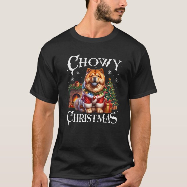 Chow Chow Xmas Chow Weihnachtsessen Chow Premi T-Shirt (Vorderseite)