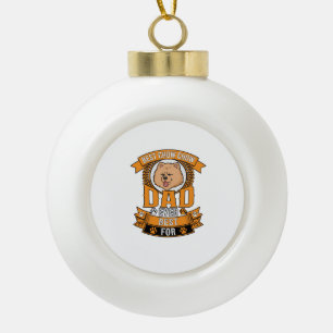 Chow Dad Hund Immer Kranz Pfotenabdrücke Keramik Kugel-Ornament