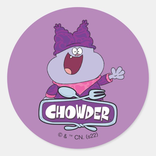 Chowder Waving Runder Aufkleber (Vorderseite)