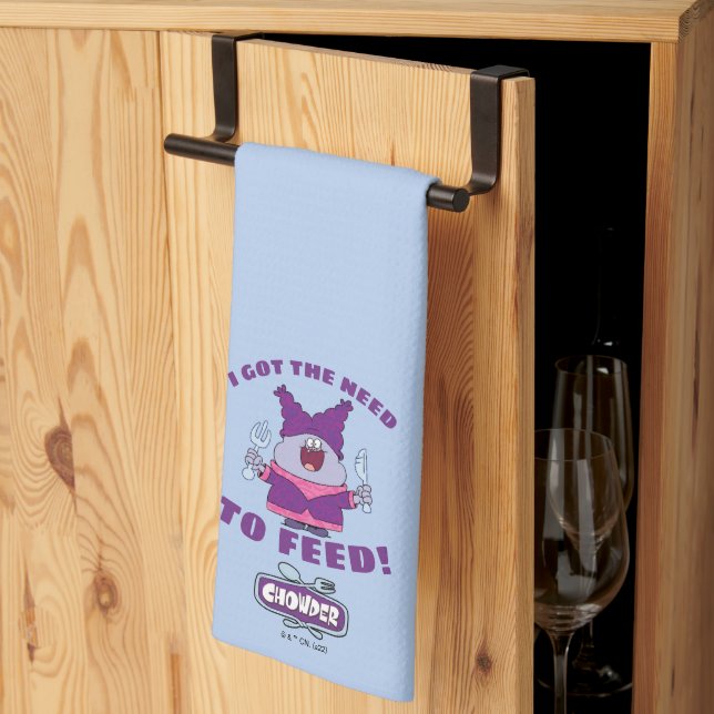 Chowy mit Gabel und Messer Geschirrtuch (Drittel gefaltet)