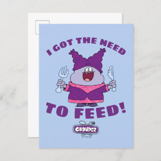 Chowy mit Gabel und Messer Postkarte