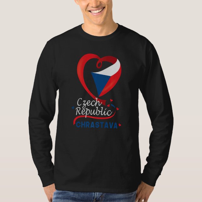 Chrastava Tschechische Republik Herzenflagge Löwen T-Shirt (Vorderseite)