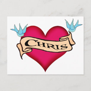 Chris - Benutzerdefinierte Herz-Tattoo-T-Shirts &  Postkarte