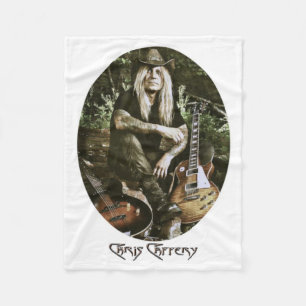 Chris Caffery Sitting mit Gitarren (oval) Fleecedecke