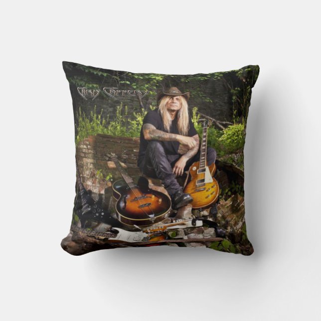 Chris Caffery Sitzen mit Gitarren-Throw-Kissen Kissen (Vorderseite)