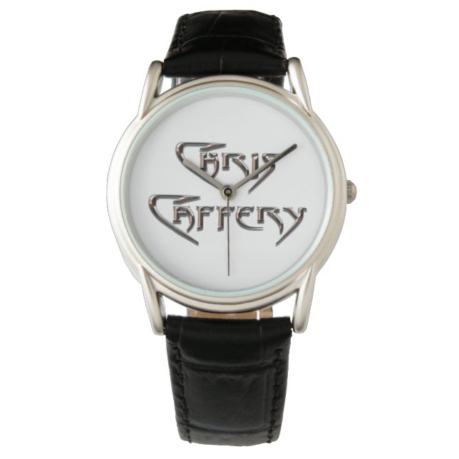 Chris Caffery Watch (weiße 2 Zeilen) Armbanduhr (Vorderseite)