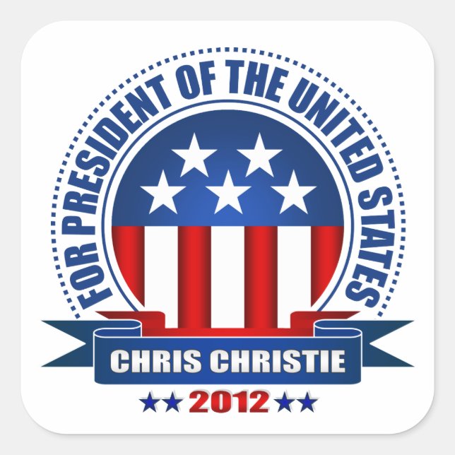 Chris Christie Quadratischer Aufkleber (Vorderseite)
