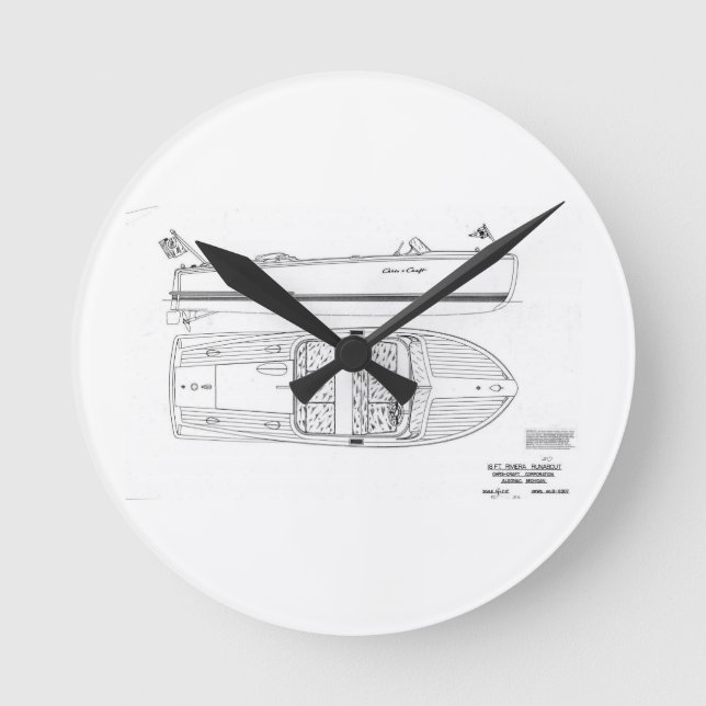 Chris Craft Riviera Runabout Boat Wall Horloge (Recto)