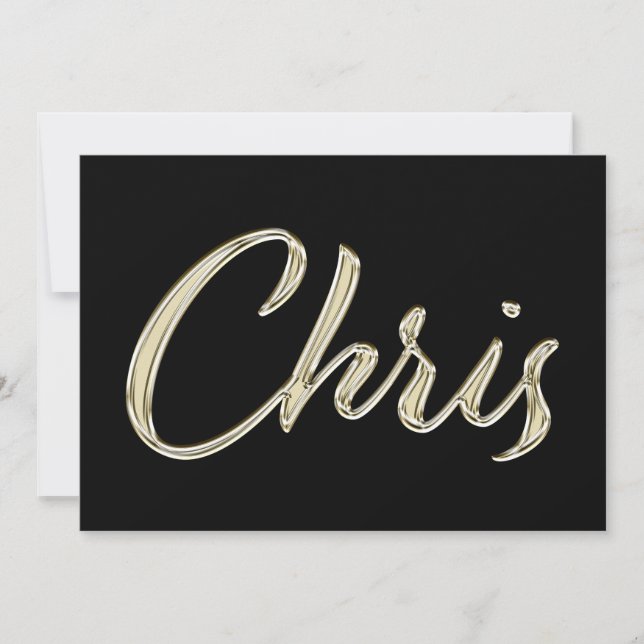 Chris Name white gold Handwriting Karte (Vorderseite)