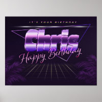Chris Nom Vorname lila retro Poster Geburtstag