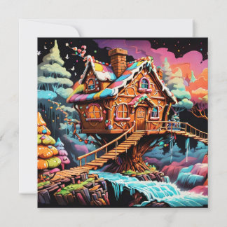 Chrismas psychedelic gingerbree treehouse feiertagskarte