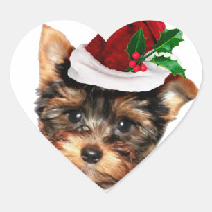 Chrismtas Yorkshire Terrier Welpenhund Herz-Aufkleber
