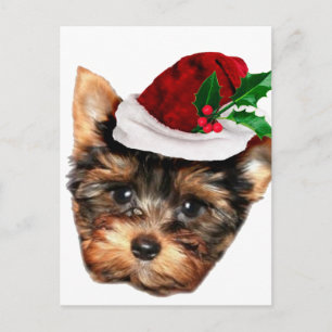 Chrismtas Yorkshire Terrier Welpenhund Postkarte