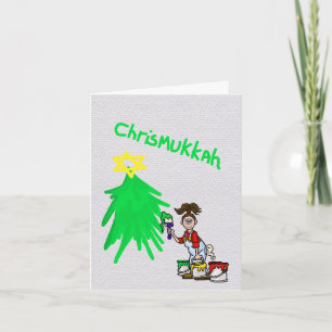 Chrismukah Painter Holiday Card Feiertagskarte