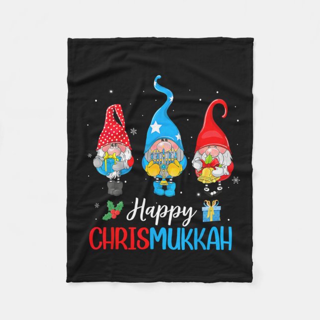Chrismukkah Gnomes Frohe Weihnachten und glücklich Fleecedecke (Vorderseite)