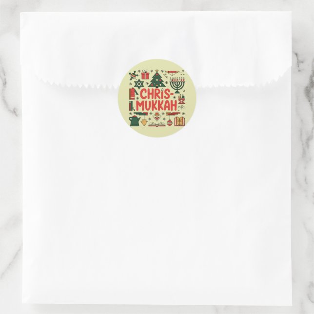 Chrismukkah Hanukkah Weihnachten Jüdisches Religiö Runder Aufkleber (Tasche)