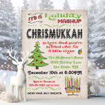 Chrismukkah Holiday Party-Mashup Einladung<br><div class="desc">Feiern Weihnachten und Hanukkah mit dieser lustigen Chrismukkah Feier Einladung. Verfügt über einen Weihnachtsbaum,  Menorah und dreidel mit lustiger Typografie vor einem grungenhaften antiken Hintergrund.</div>