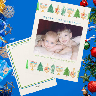 Chrismukkah Photo Holiday Message 5x7 Carte de vac