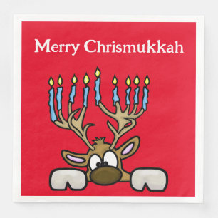 Chrismukkah Reinder mit Menorah Antlers Napkins Serviette