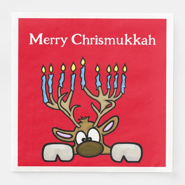Chrismukkah Reinder mit Menorah Antlers Napkins Serviette (Vorderseite)