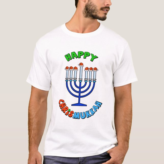Chrismukkah Santa Hat Menorah T-shirt (Devant)