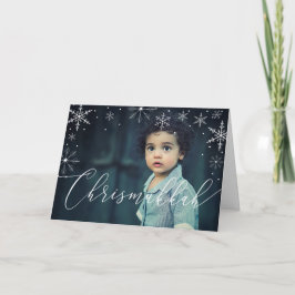 Chrismukkah Snowflakes und Typografisches Foto Feiertagskarte