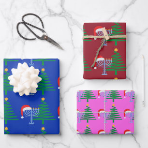 Chrismukkah Wrapping Paper Flat Sheet Set 3 Geschenkpapier Set
