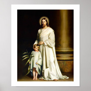 "Christ and Child" Gemälde von Carl Bloch. Poster