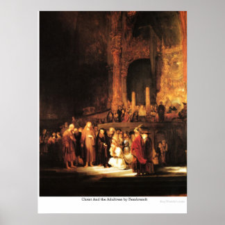 Christ And the Adultress by Rembrandt Poster
